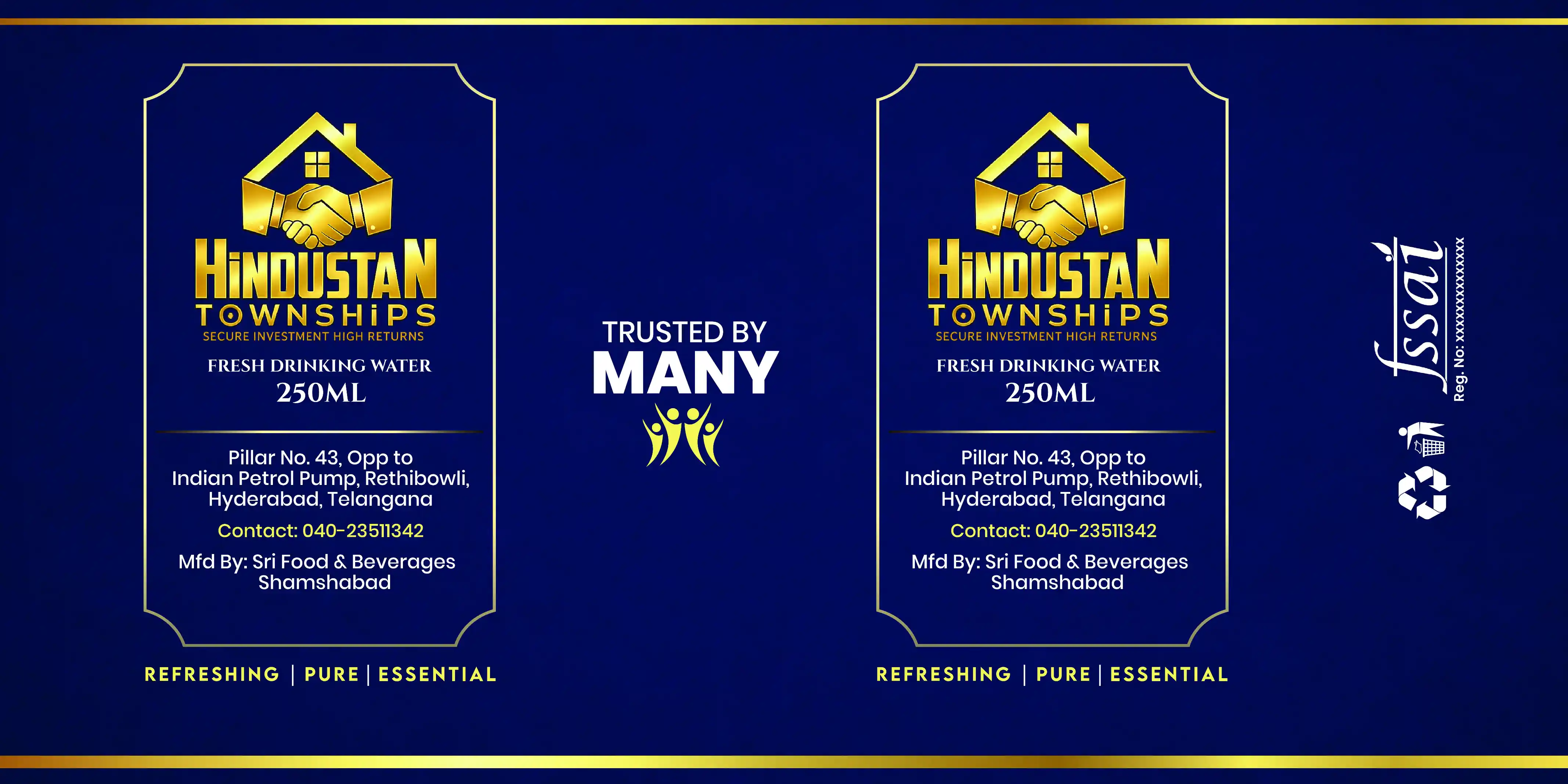 Hindustan Township water bottle packaging